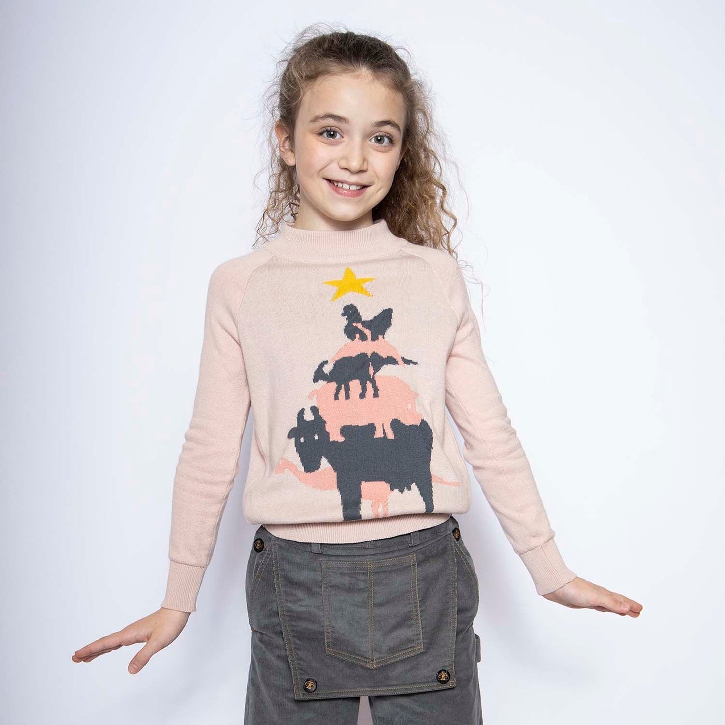 Pink Girls Christmas Sweater-1