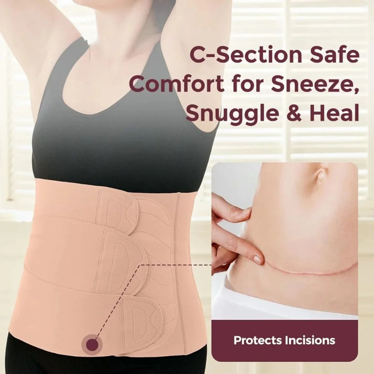 Momcozy Ergowrap Postpartum Belly Band Standard M - Oyster Pink