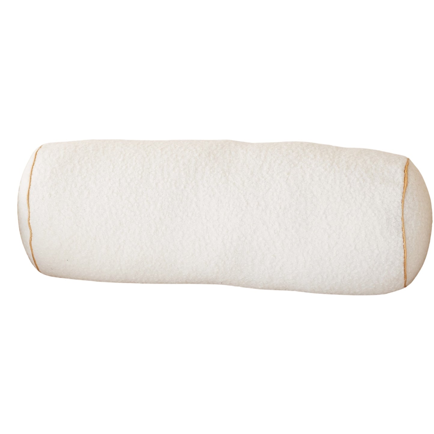 MINICAMP Ecru Boucle Bolster Pillow with Gold Trim