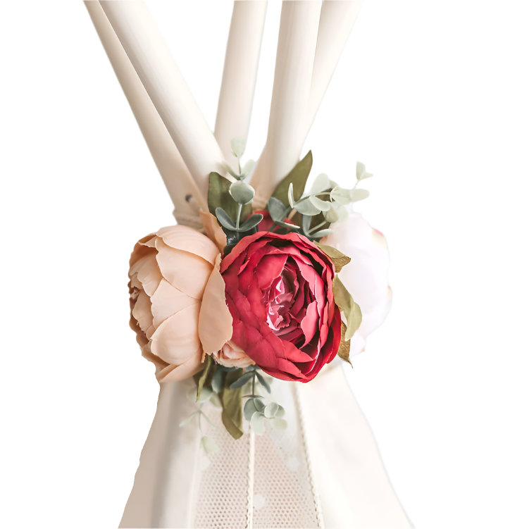 MINICAMP Peony Flower Garland for Teepee & Kids Room Decor | White, Beige & Rose