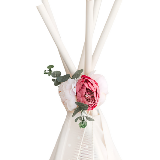MINICAMP Peony Flower Garland for Teepee & Kids Room Decor | White & Rose