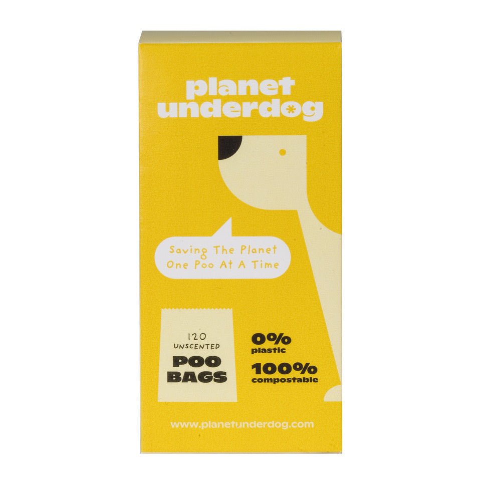 120 Planet Underdog Compostable Dog Poop Bags - Yellow Box - mezetto