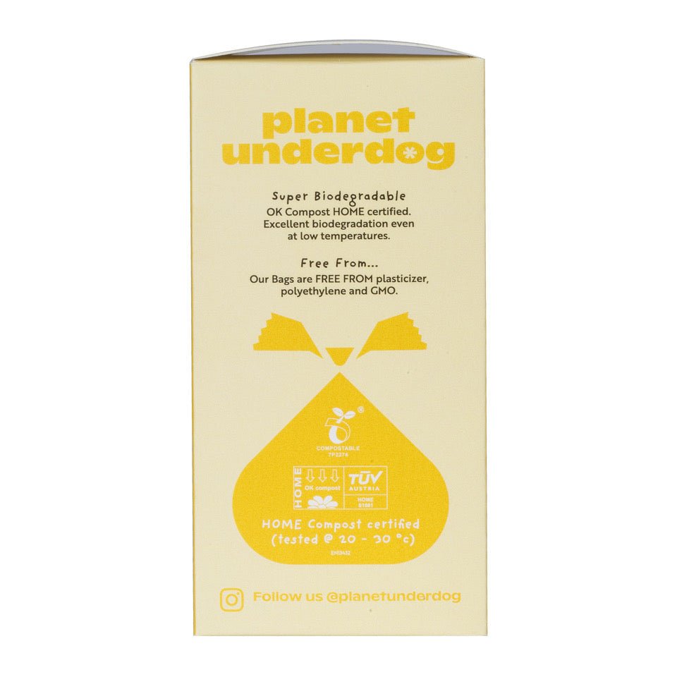 120 Planet Underdog Compostable Dog Poop Bags - Yellow Box - mezetto