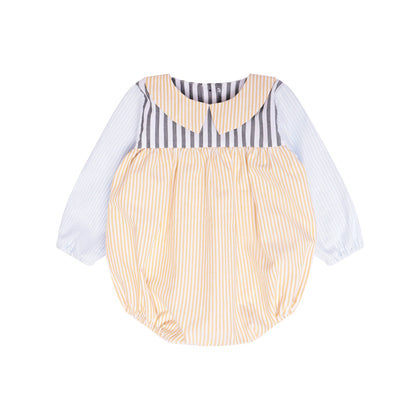 Yellow/Blue Stripes Baby Boy Rompers-0