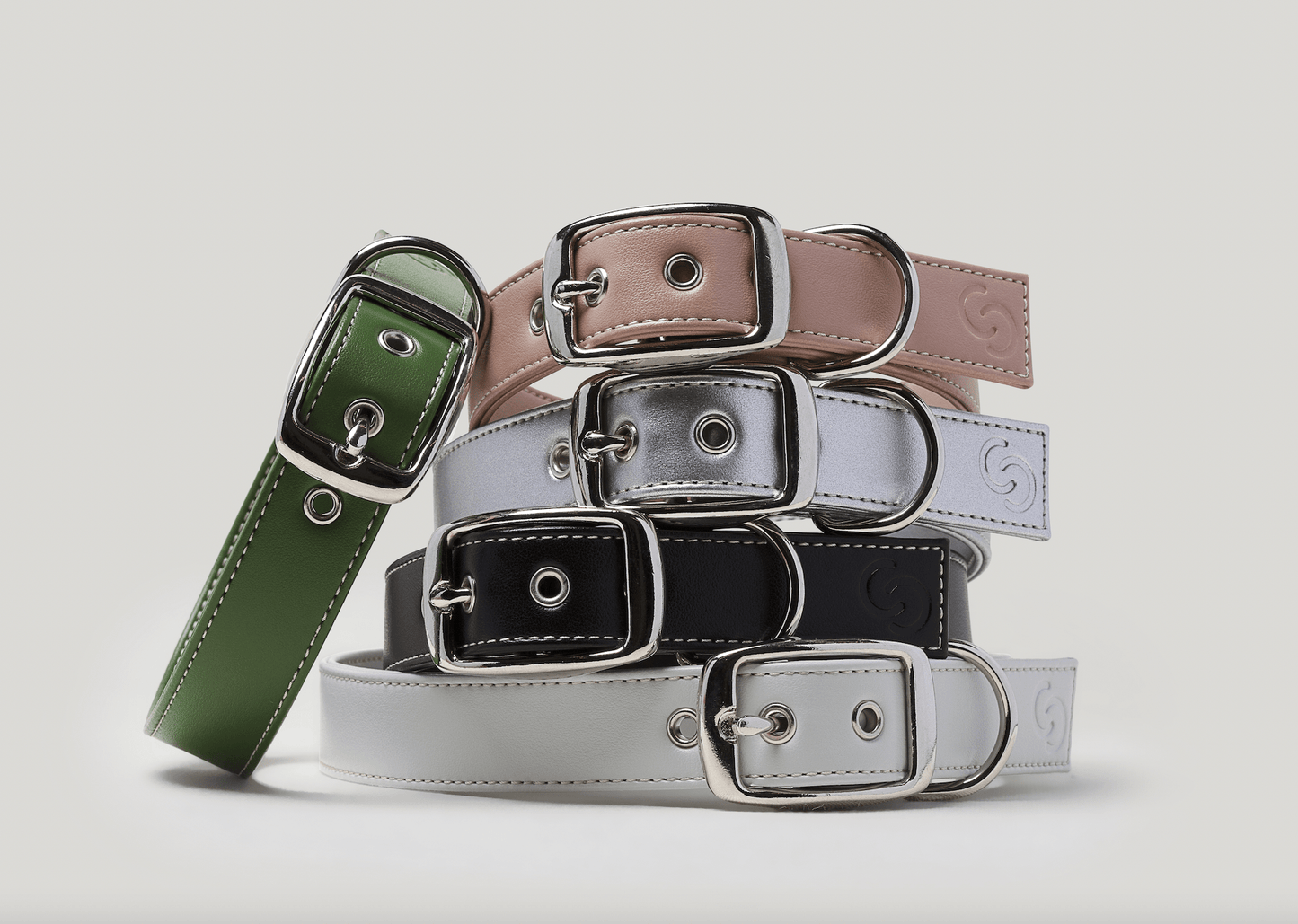 Silver apple leather dog collar - mezetto