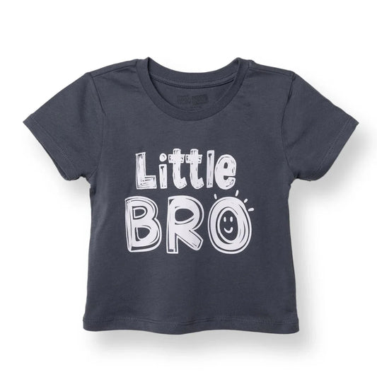 HelloBaby Boys T-shirt Slogan Print Crew Neck Short Sleeve - Charcoal