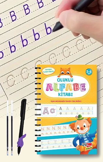 Alfabe Yazı Kitabı Sihirli Uçan Kalemli Oluklu (KABARTMALI) | Yazmayı Kolayca Öğreten Kitap - Dikkat Atölyesi Yayınları Kitap
