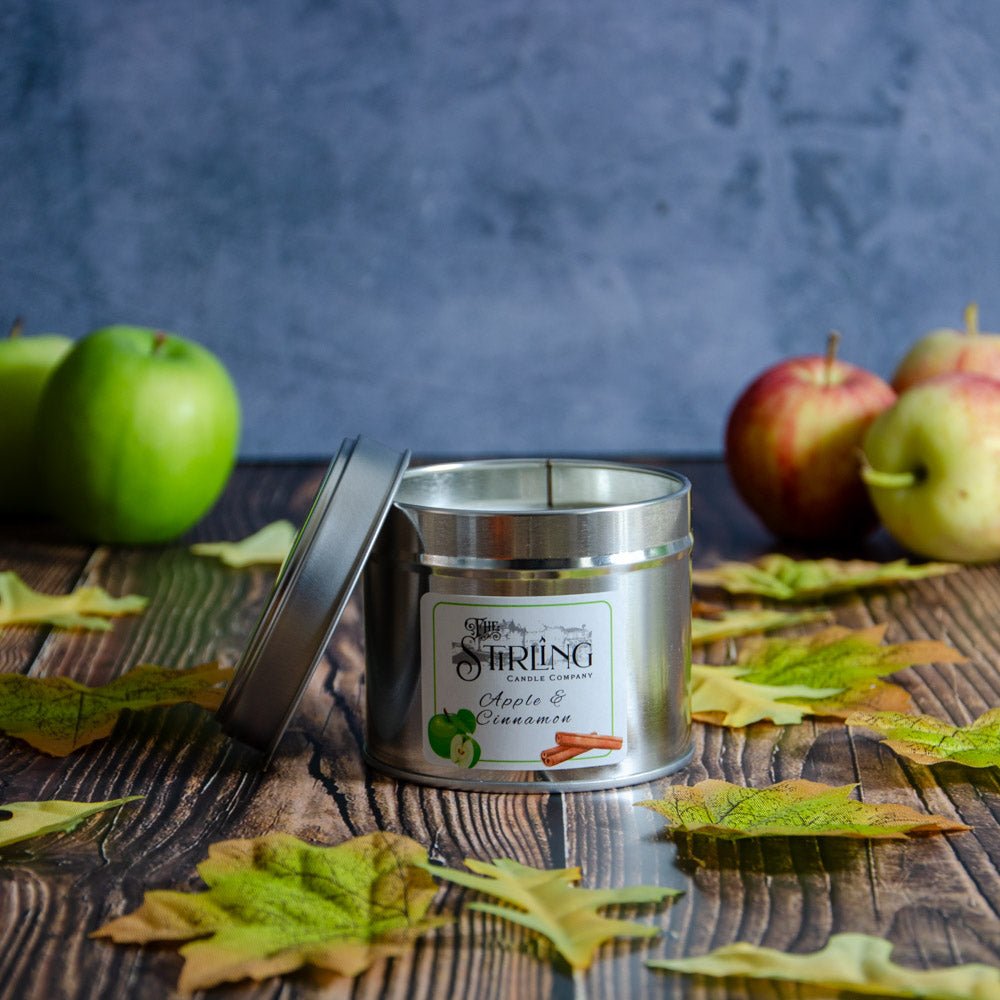 Apple & Cinnamon - Travel Tin Candle - Cotton Wick - mezetto Shopify Collective The Stirling Candle Company