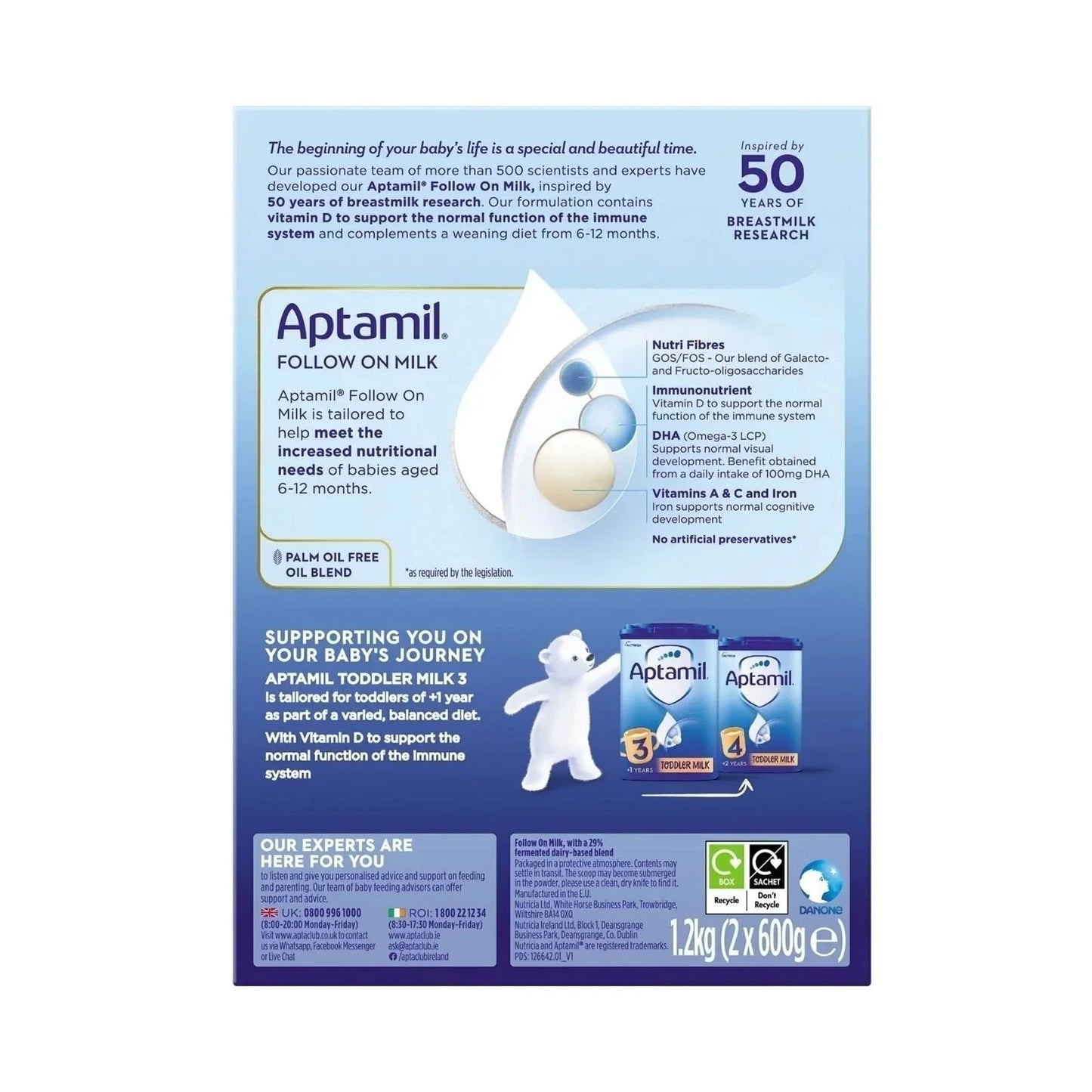 Aptamil 2 Follow On Milk Formula 6 - 12 months 1.2kg (2x600g) - mezetto ebebek ebebek
