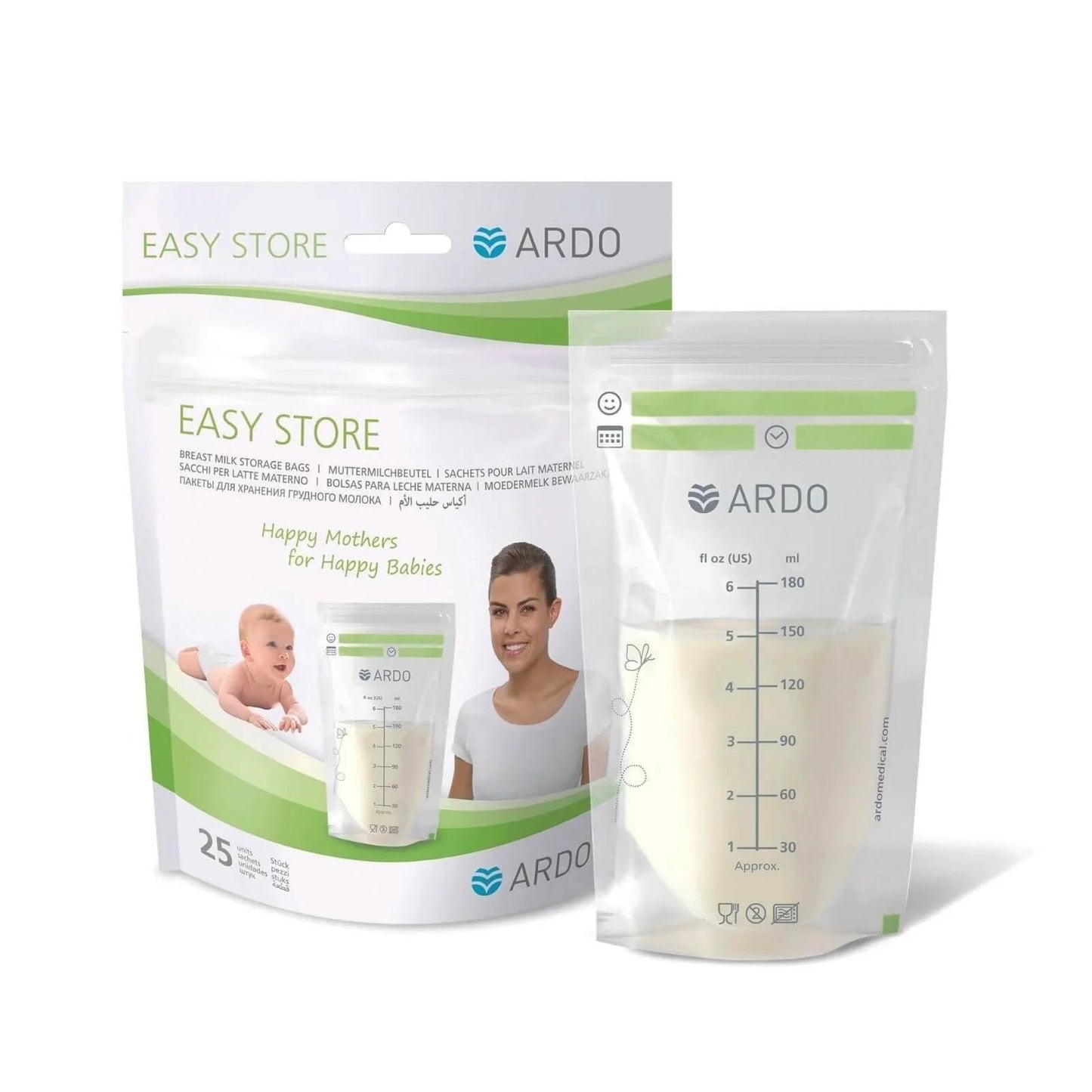 Ardo Easy Store Breast Milk Storage Bags 25 pcs 180ml - mezetto ebebek ebebek