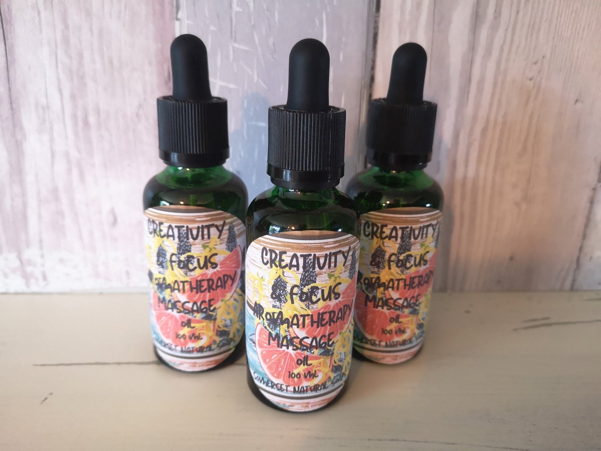Aromatherapy massage oil Creativity & Focus - mezetto Shopify Collective Somerset Natural Soaps