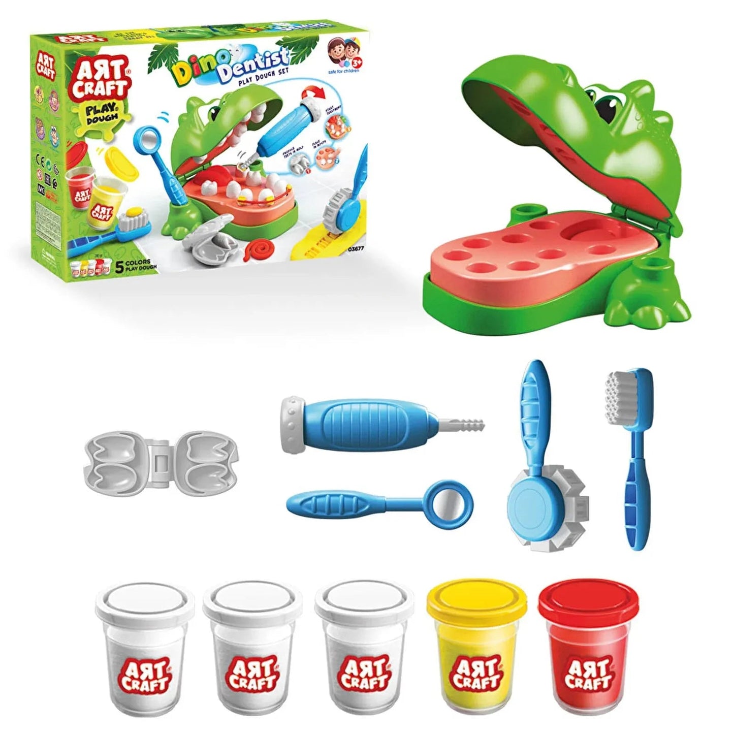 Artcraft Dino Dentist Play Dough Set - mezetto ebebek ebebek