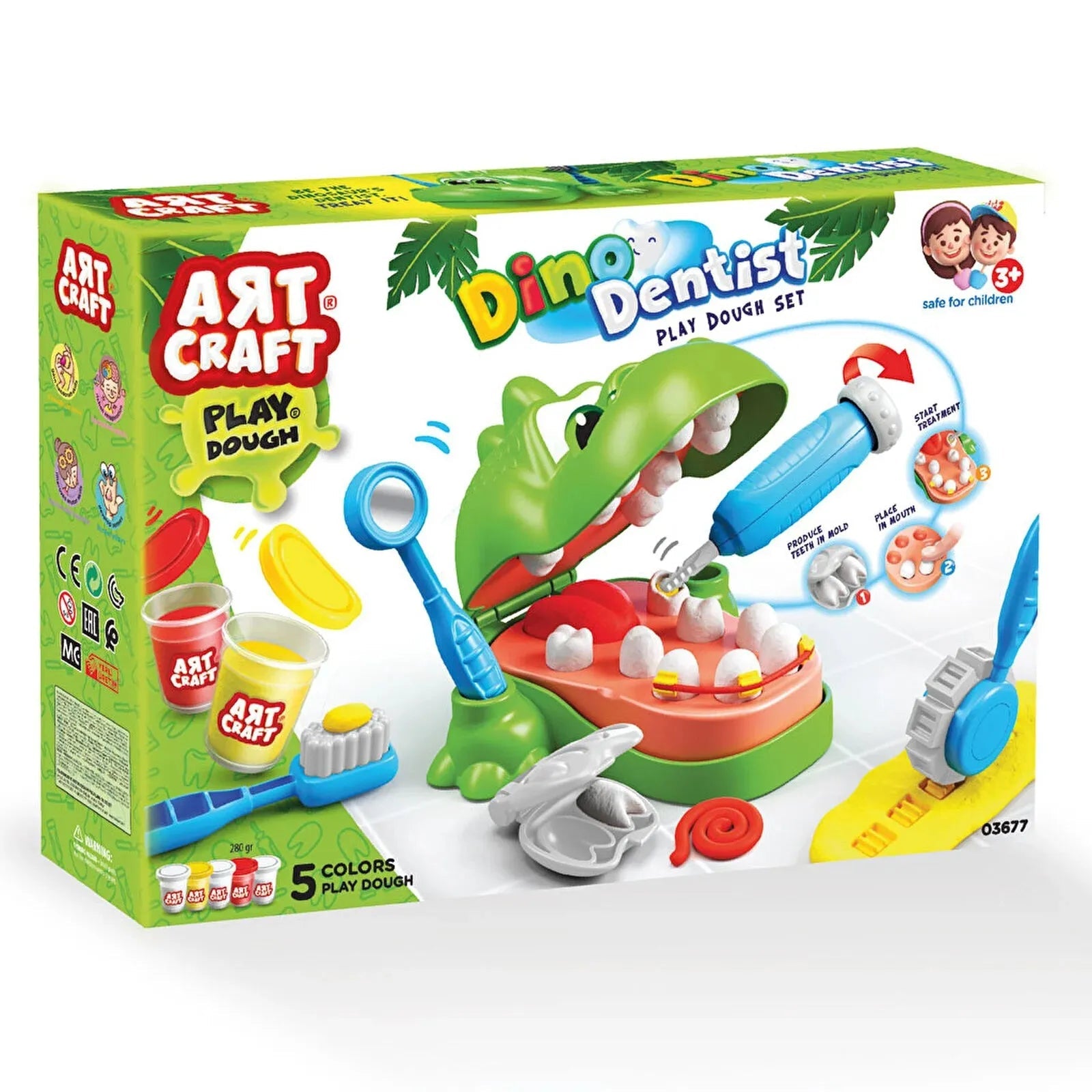Artcraft Dino Dentist Play Dough Set - mezetto ebebek ebebek