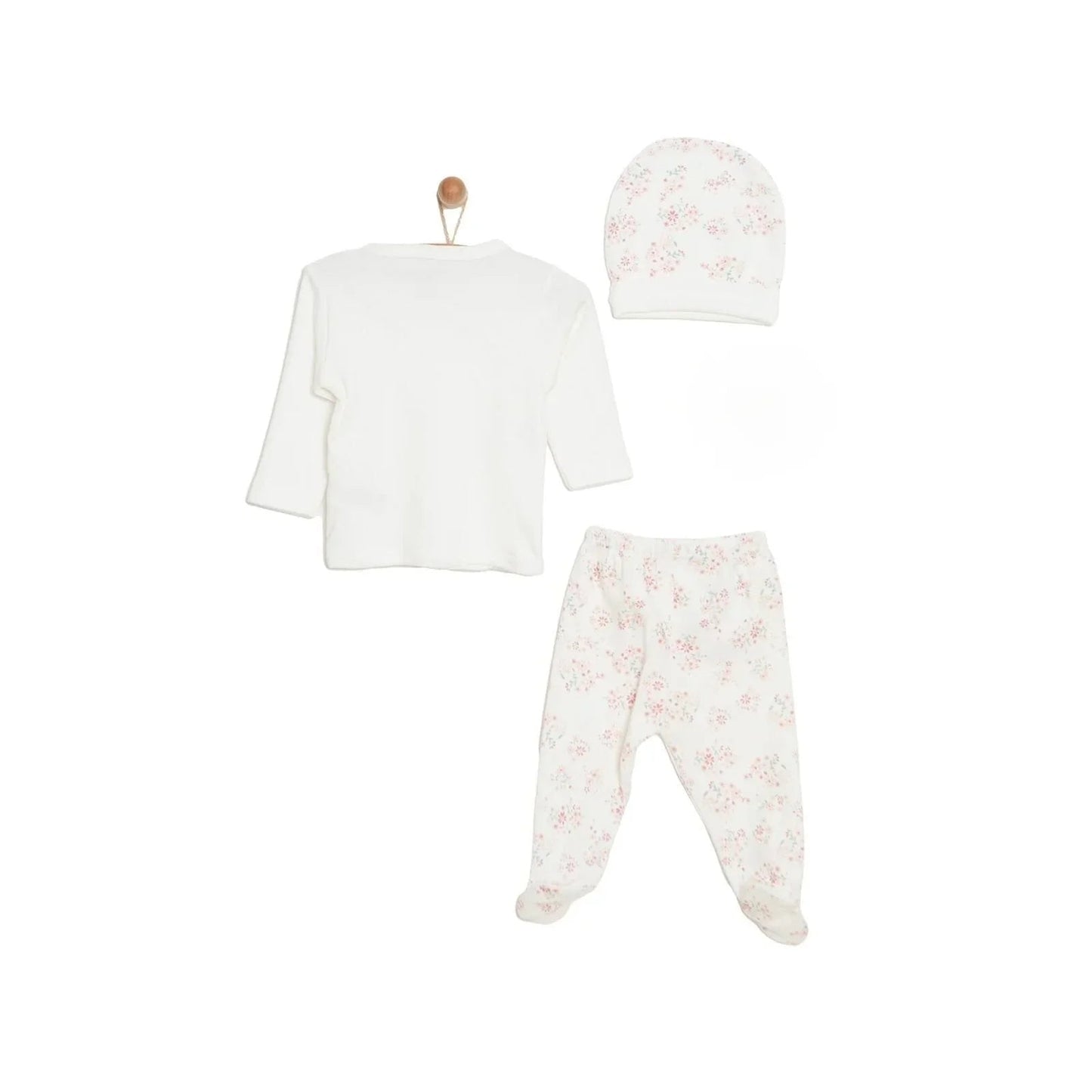 Aziz Bebe Girl 5 Piece Newborn Set - Ecru - mezetto ebebek ebebek