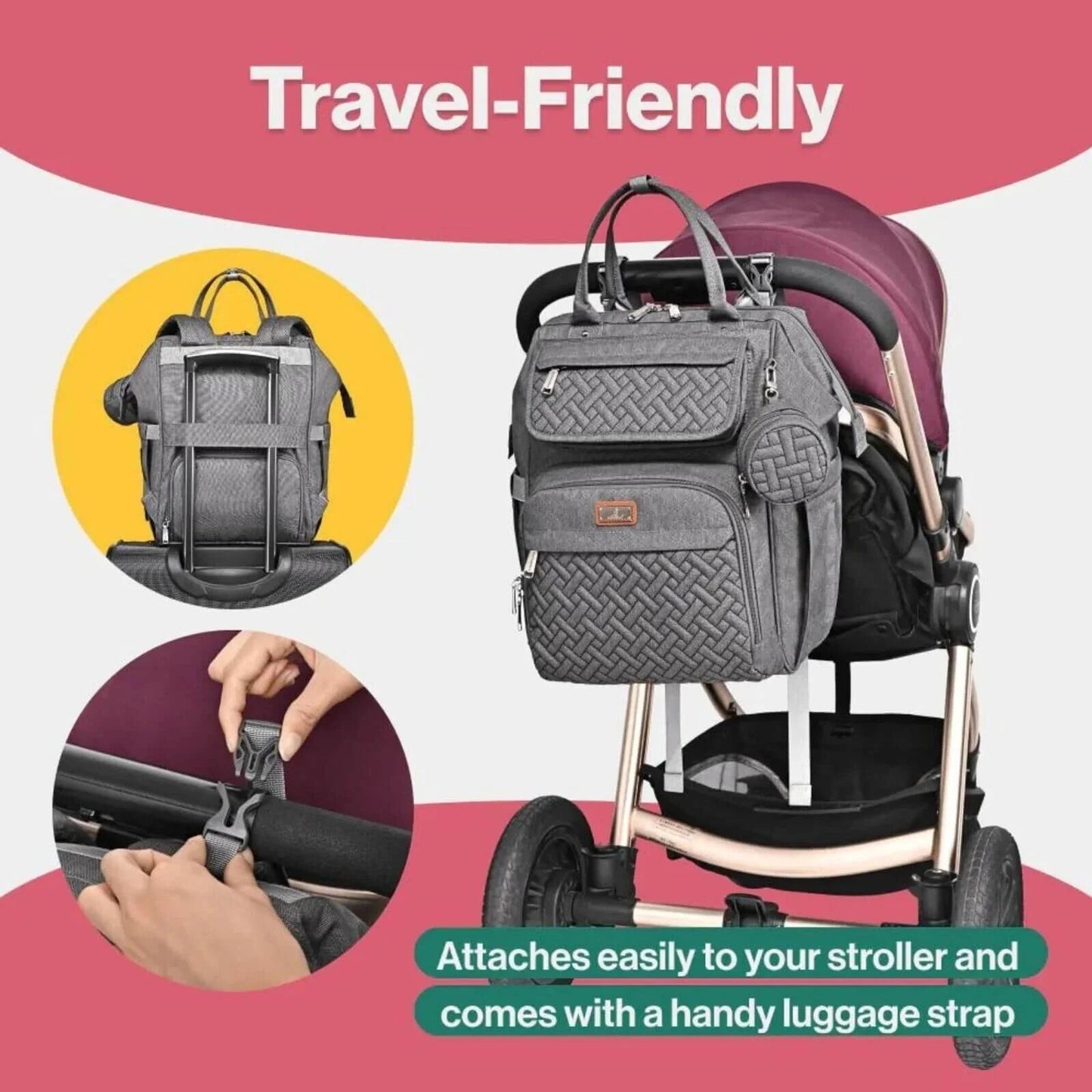 BabbleRoo Wide Top Nappy Backpack - Dark Grey - mezetto ebebek ebebek