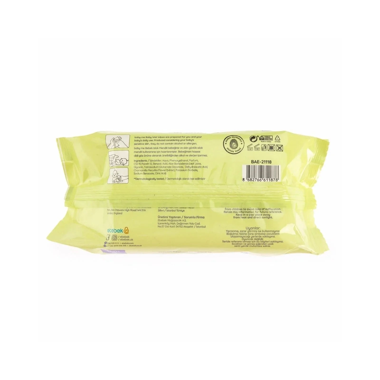 baby me Apple Scented Baby Wipes 90 pcs - mezetto ebebek ebebek