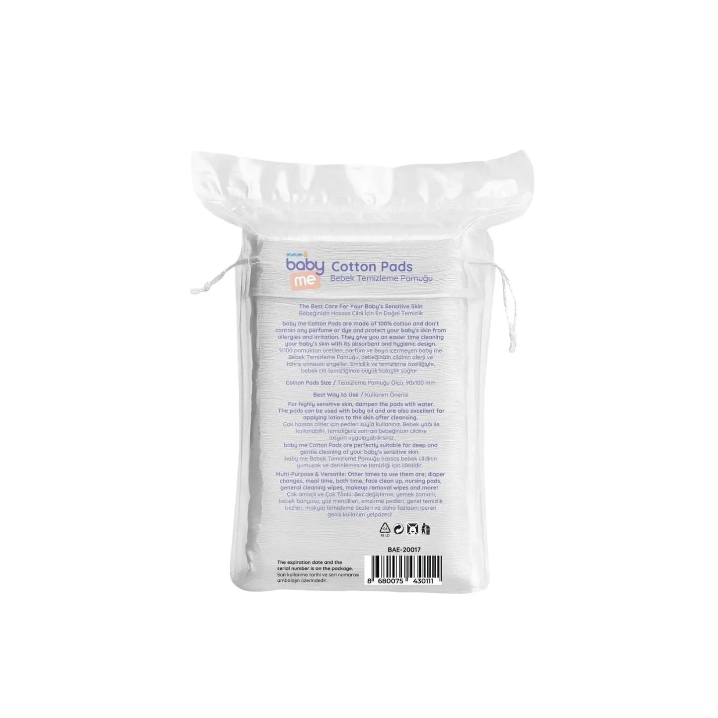 baby me Baby Cleaning Cotton Pads 6x60 pcs - mezetto ebebek ebebek