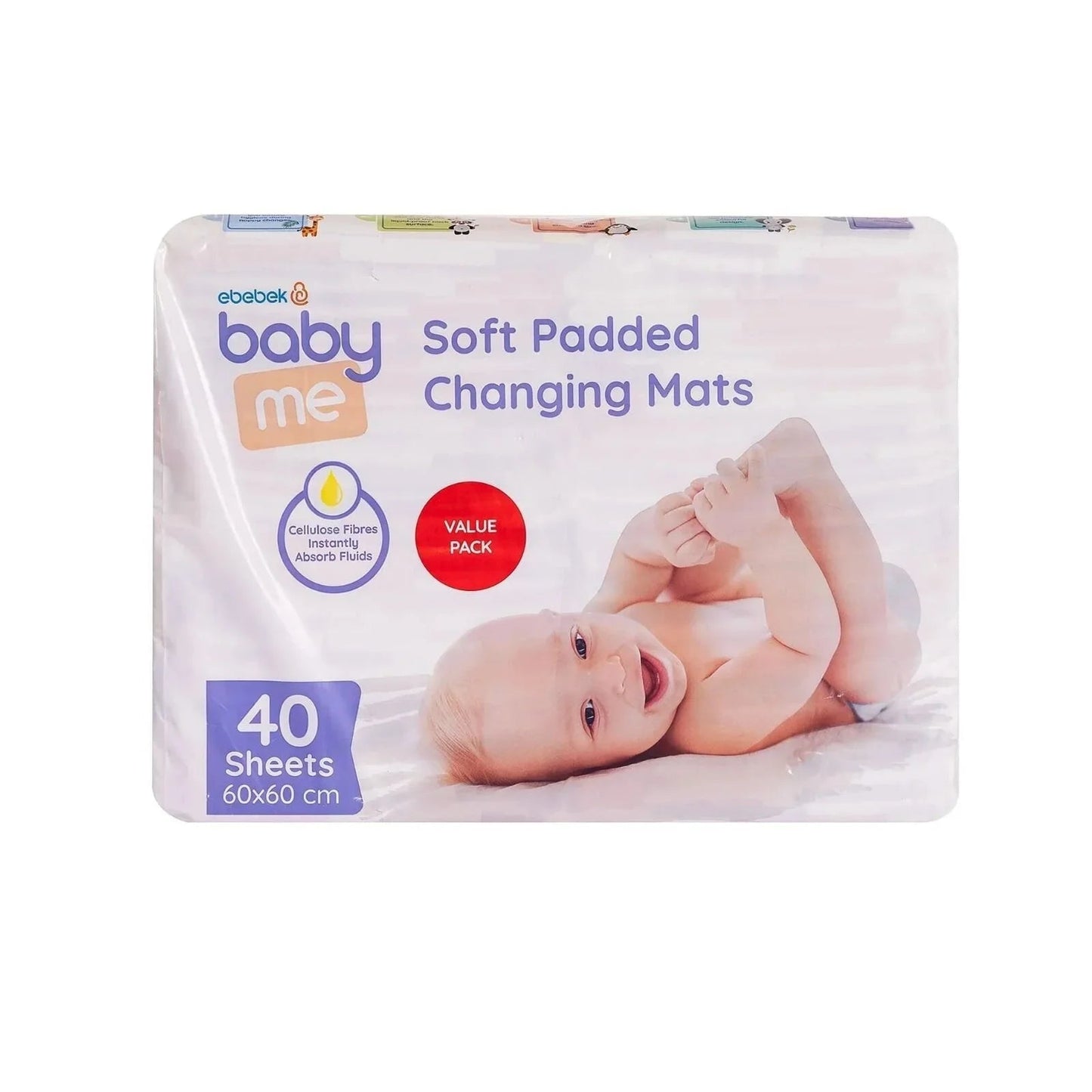 baby me Fluffy Baby Nappy Changing Mats 60x60cm - 40 pcs - mezetto