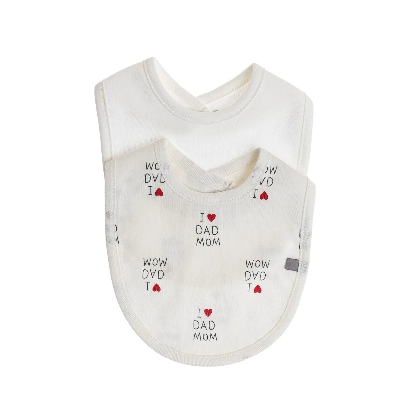 baby me I Love Mom Dad Baby Bib Pack of 2 - mezetto ebebek ebebek
