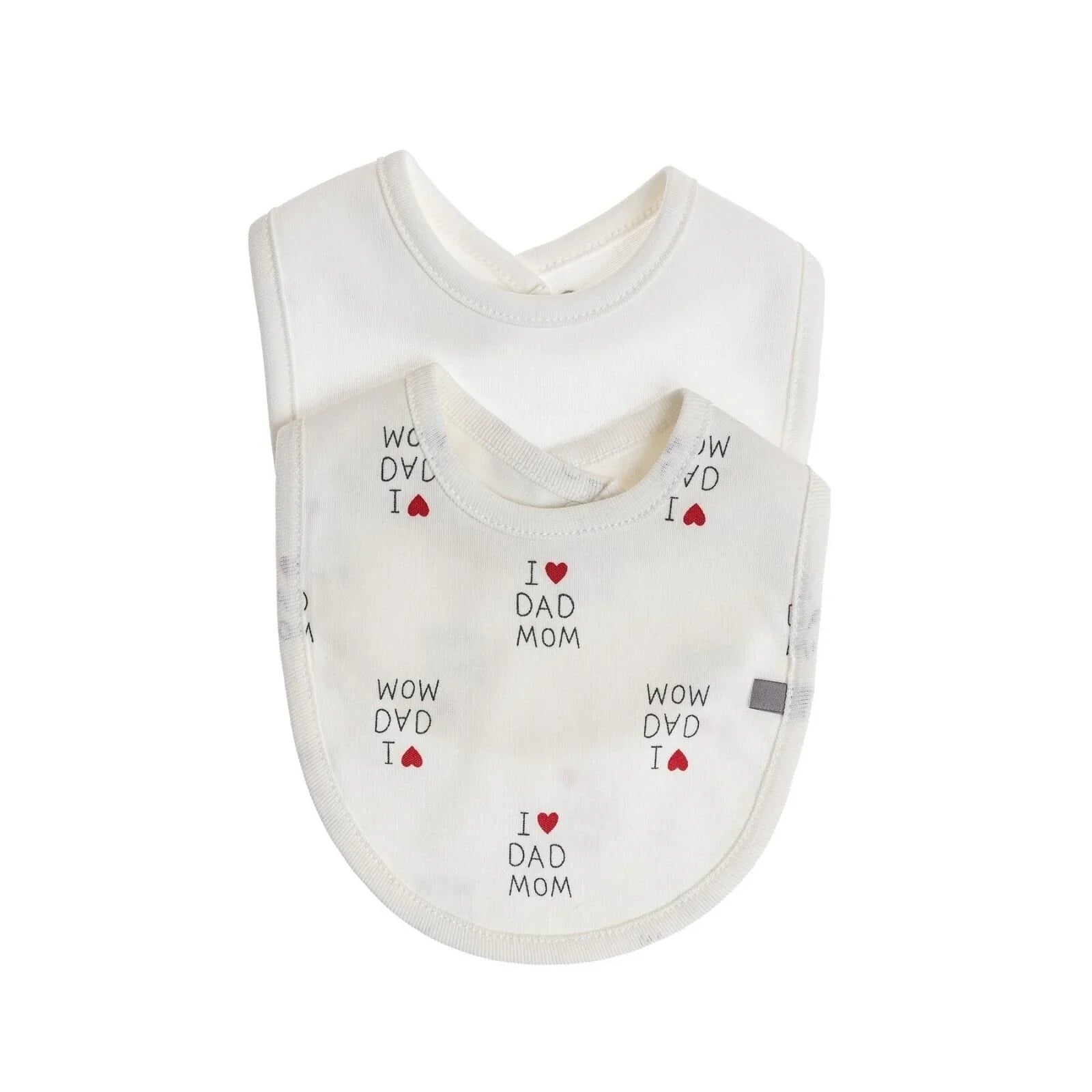 baby me I Love Mom Dad Baby Bib Pack of 2 - mezetto ebebek ebebek