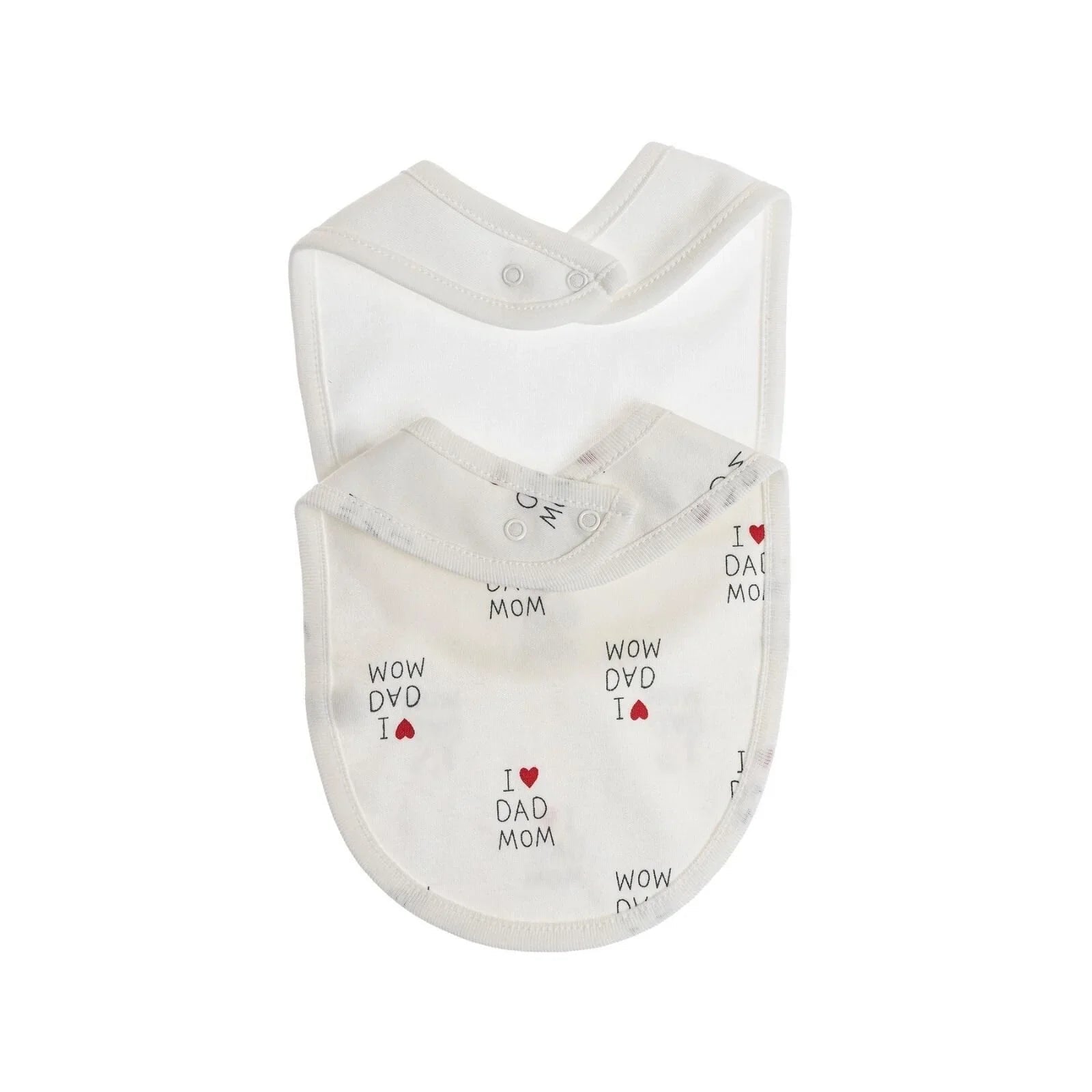baby me I Love Mom Dad Baby Bib Pack of 2 - mezetto ebebek ebebek