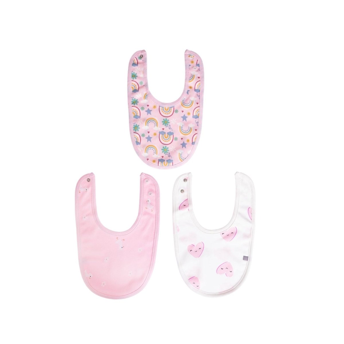 baby me Pink Baby Bib Pack of 3 - mezetto ebebek ebebek