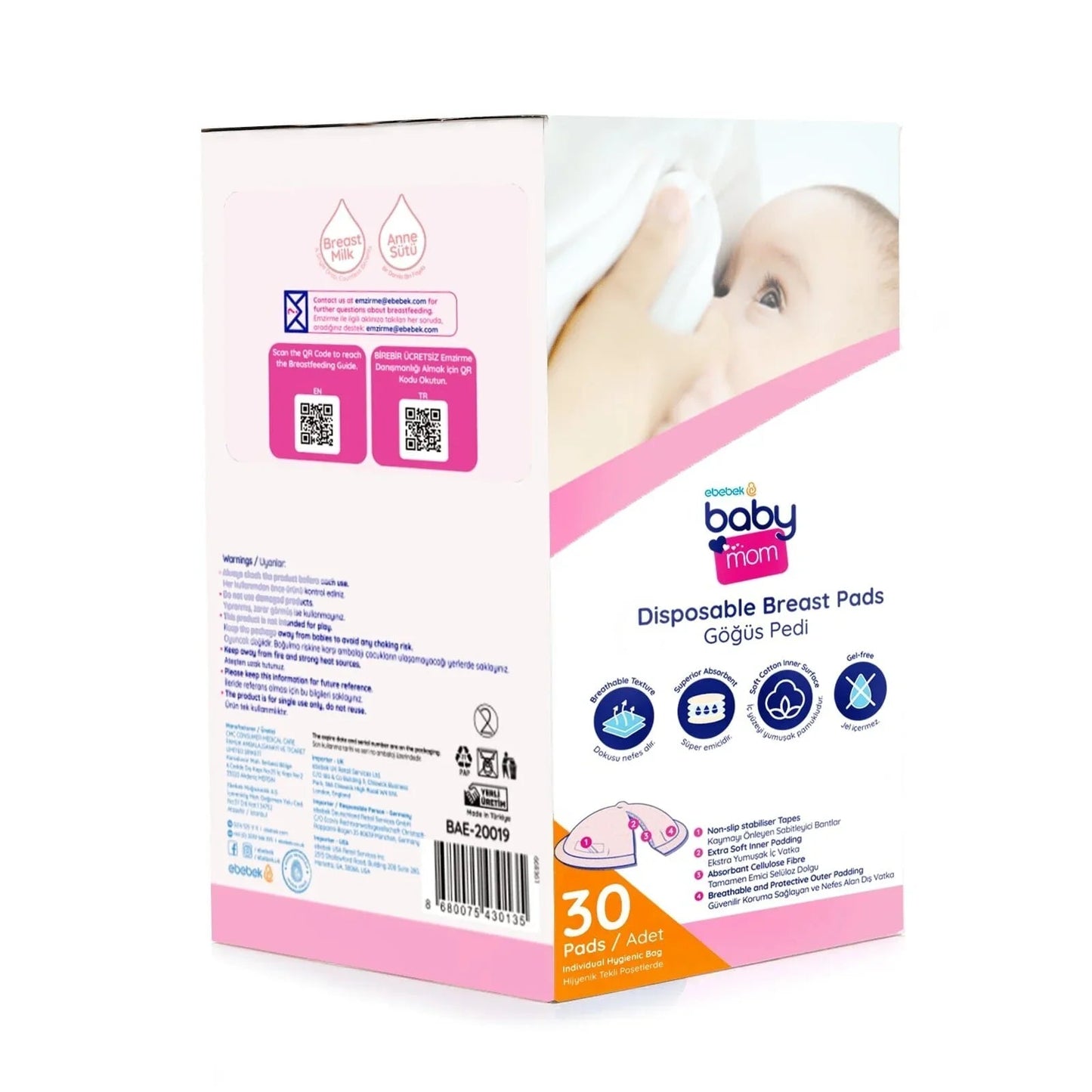 baby mom Disposable Breast Pads 30 pcs - mezetto ebebek ebebek