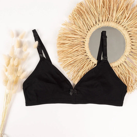 baby mom Non Padded Nursing Bra - Black - mezetto