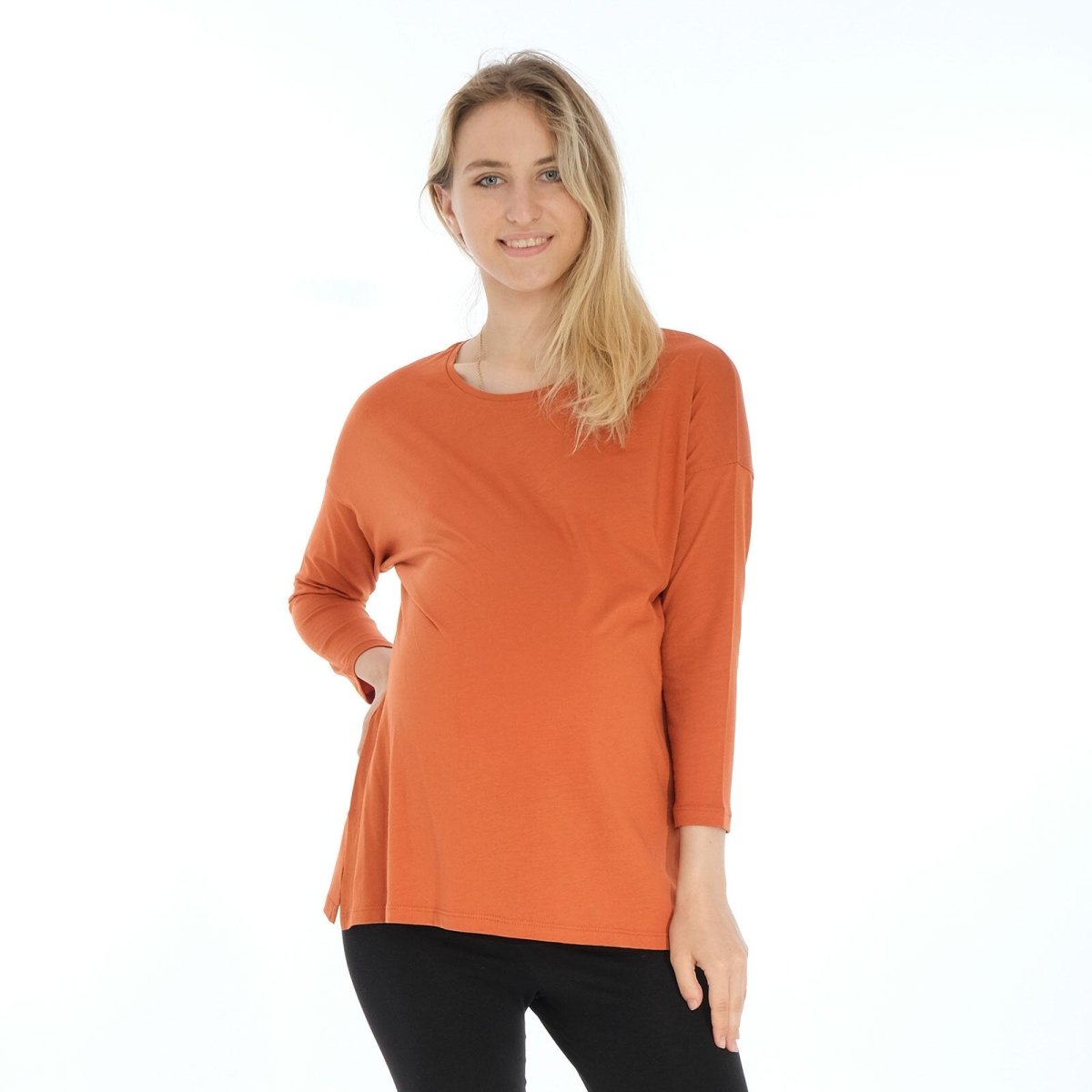 baby mom Tshirt Long Sleeve - Orange - mezetto ebebek ebebek