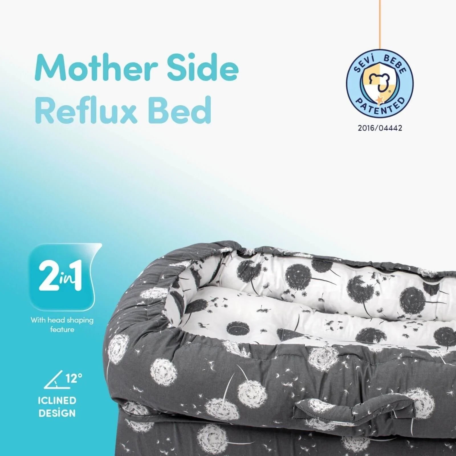 baby plus Mother Side Baby Reflux Bed Dandelion - mezetto