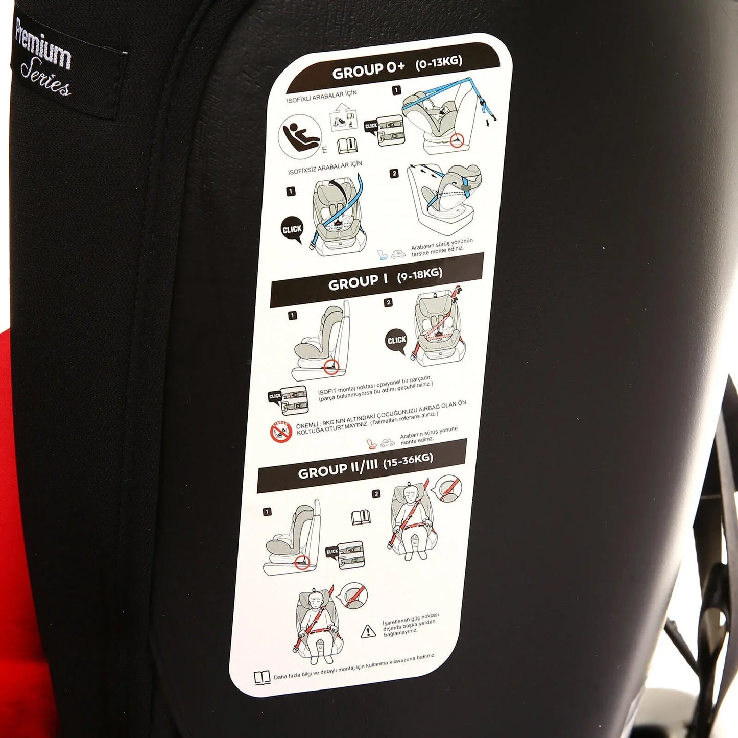 baby plus Orbitfix Group 0/1 Baby Car Seat - Black Red - mezetto ebebek ebebek