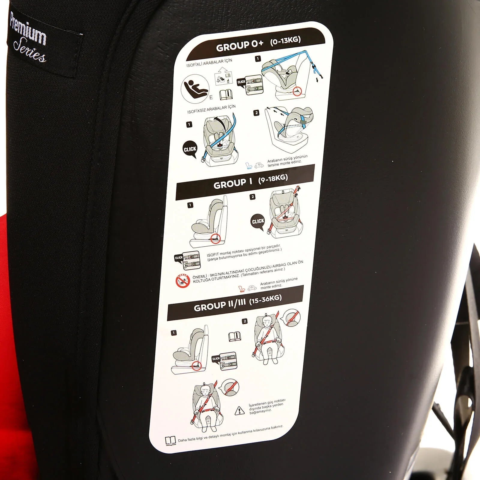 baby plus Orbitfix Group 0/1 Baby Car Seat - Black Red - mezetto ebebek ebebek