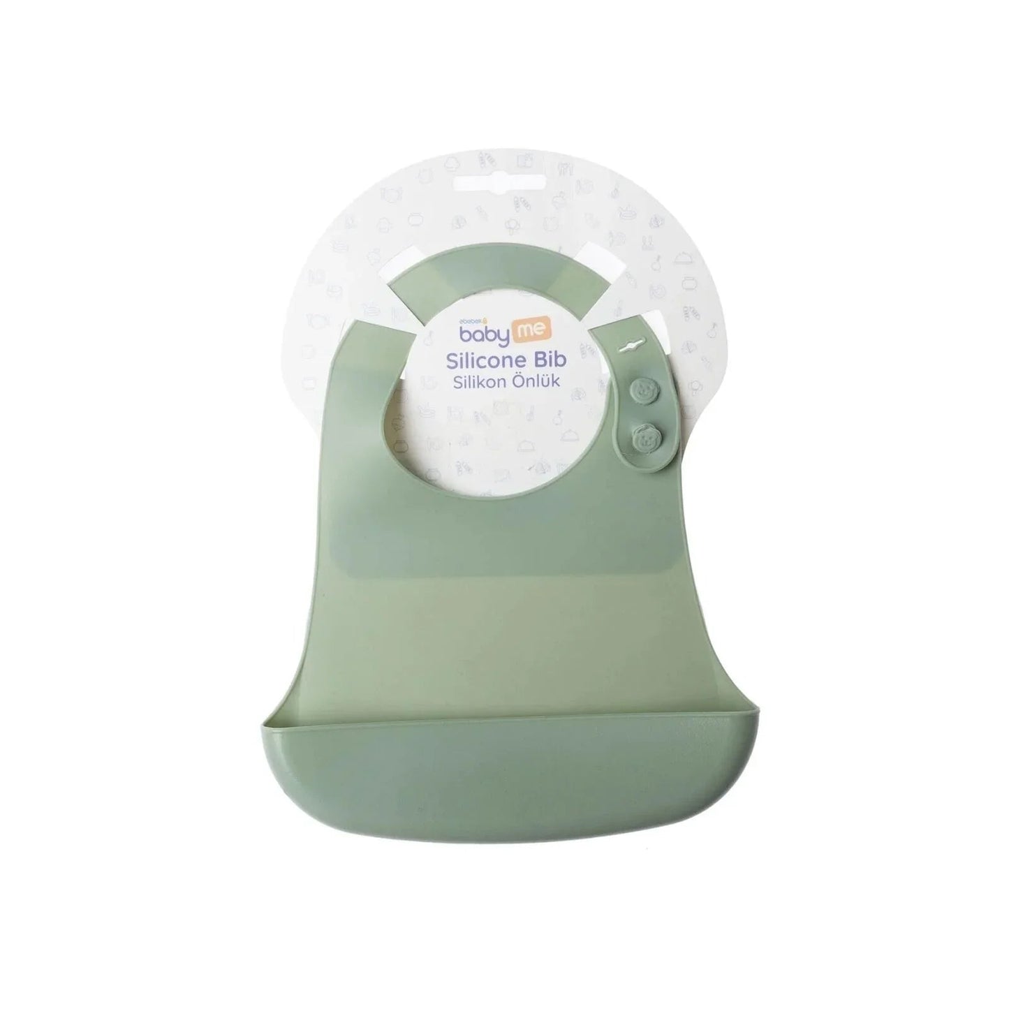 baby plus Silicone Bib - Green - mezetto ebebek ebebek