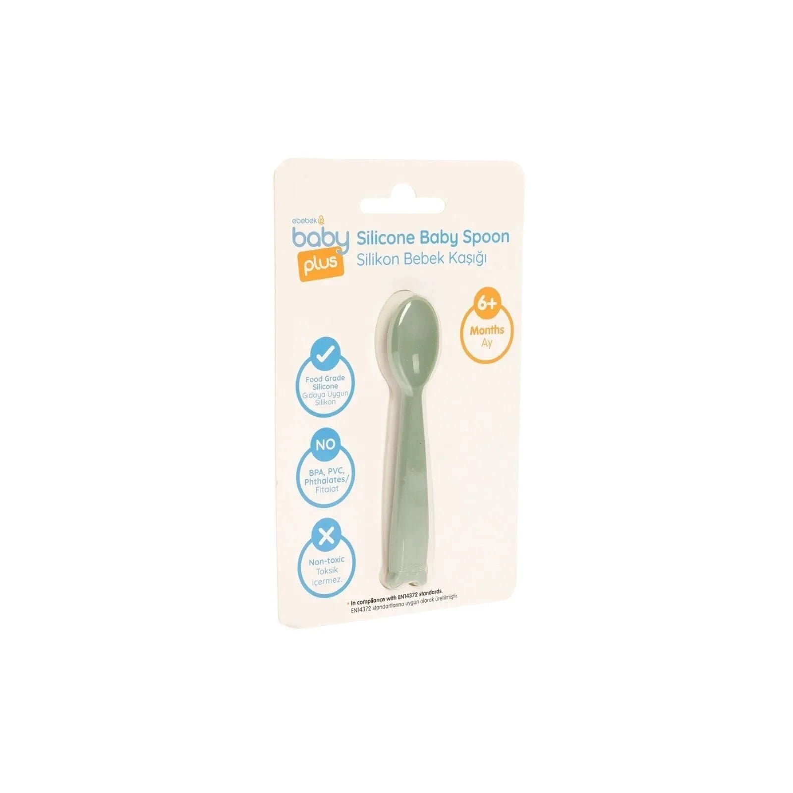 baby plus Silicone Spoon - Green - mezetto ebebek ebebek