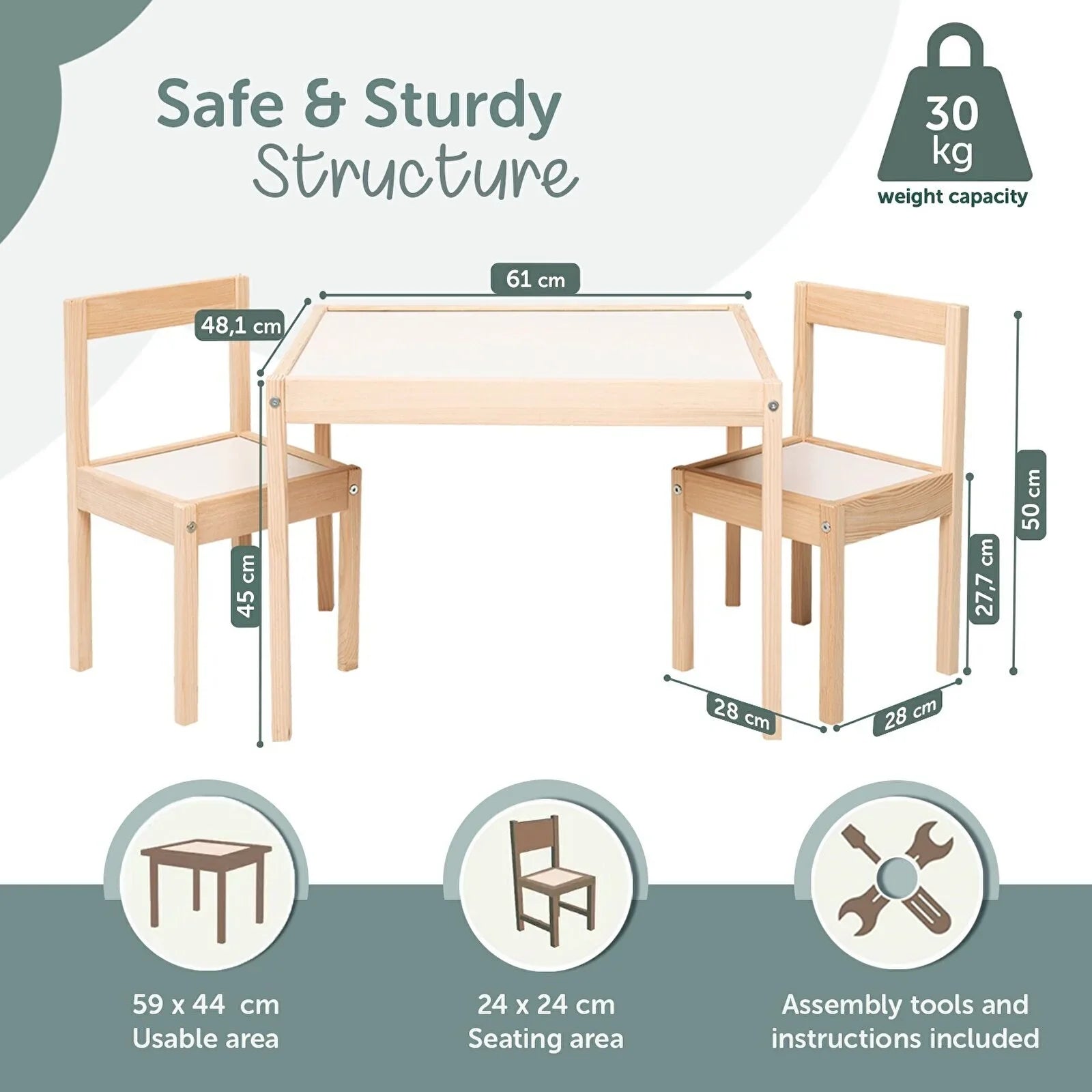 baby toys Montessori Wooden Table & Chair Set - mezetto