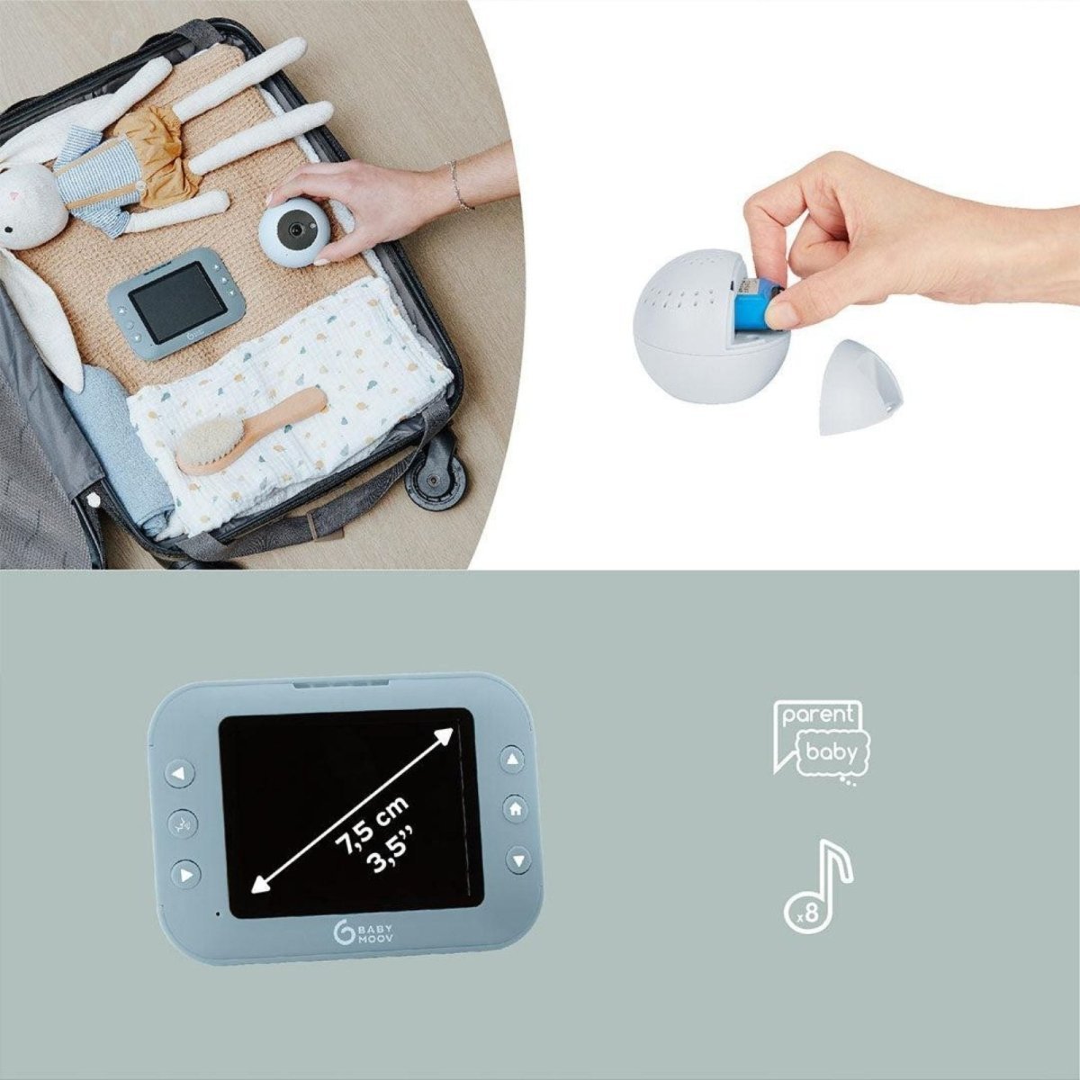 Babymoov Babyphone Yoo Roll Twin Bundle - 2 Camera - mezetto ebebek ebebek