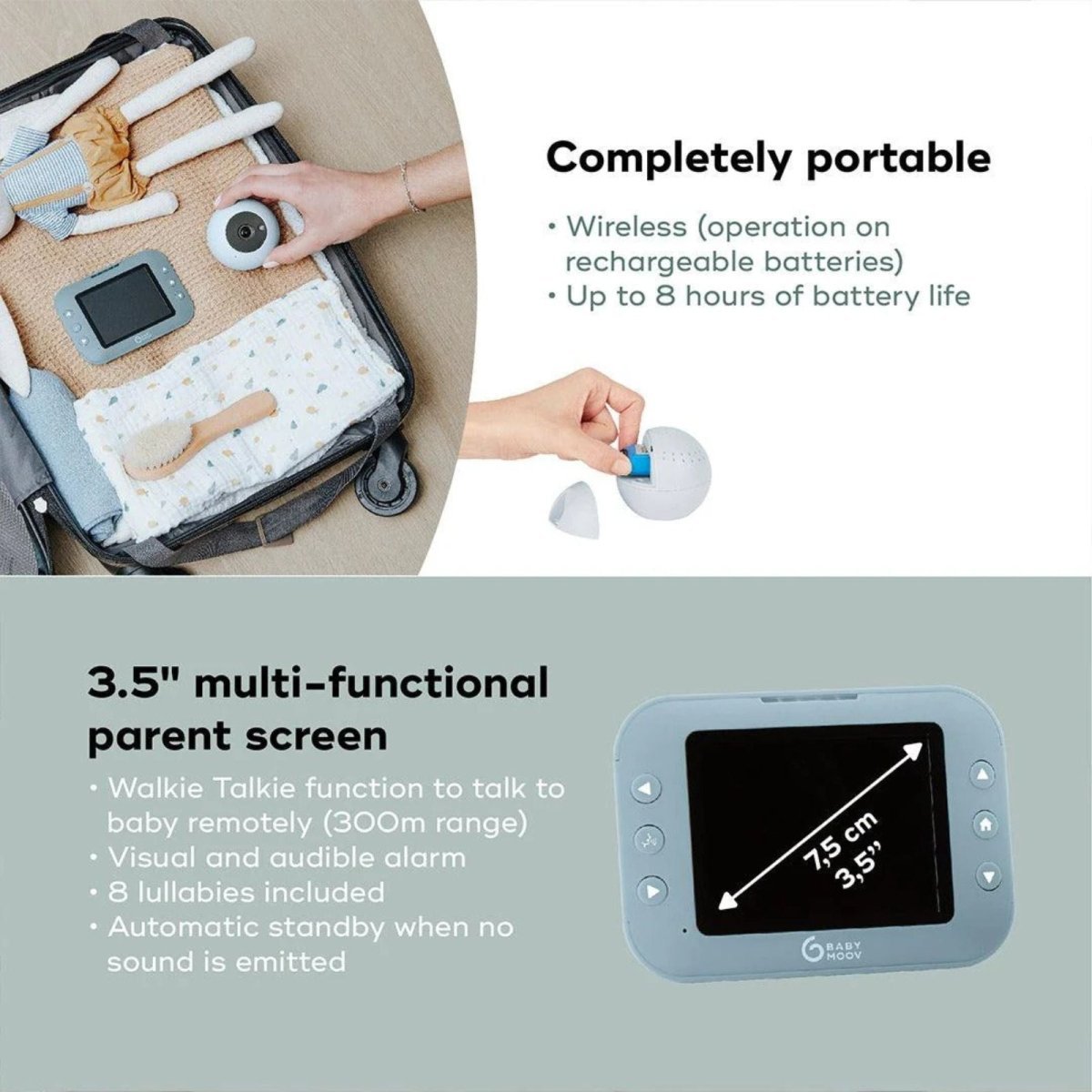 Babymoov Babyphone Yoo Roll Twin Bundle - 2 Camera - mezetto ebebek ebebek