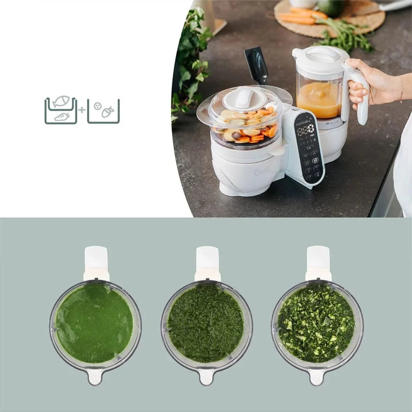 Babymoov Nutribaby (+) 6 - in - 1 Baby Food Maker - Mineral - mezetto ebebek ebebek