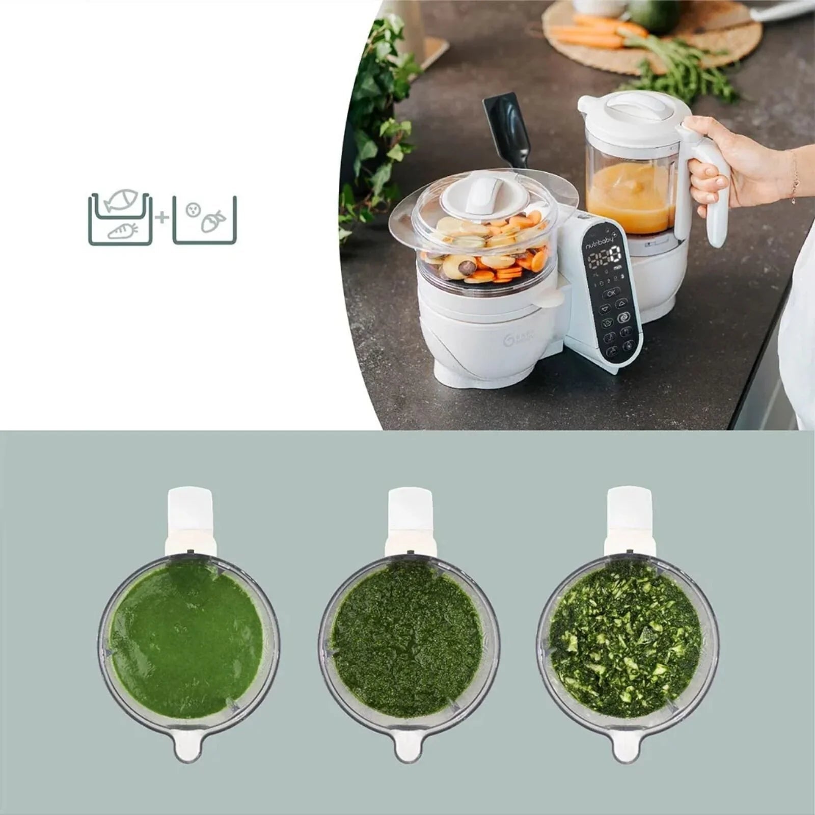 Babymoov Nutribaby (+) 6 - in - 1 Baby Food Maker - Mineral - mezetto ebebek ebebek