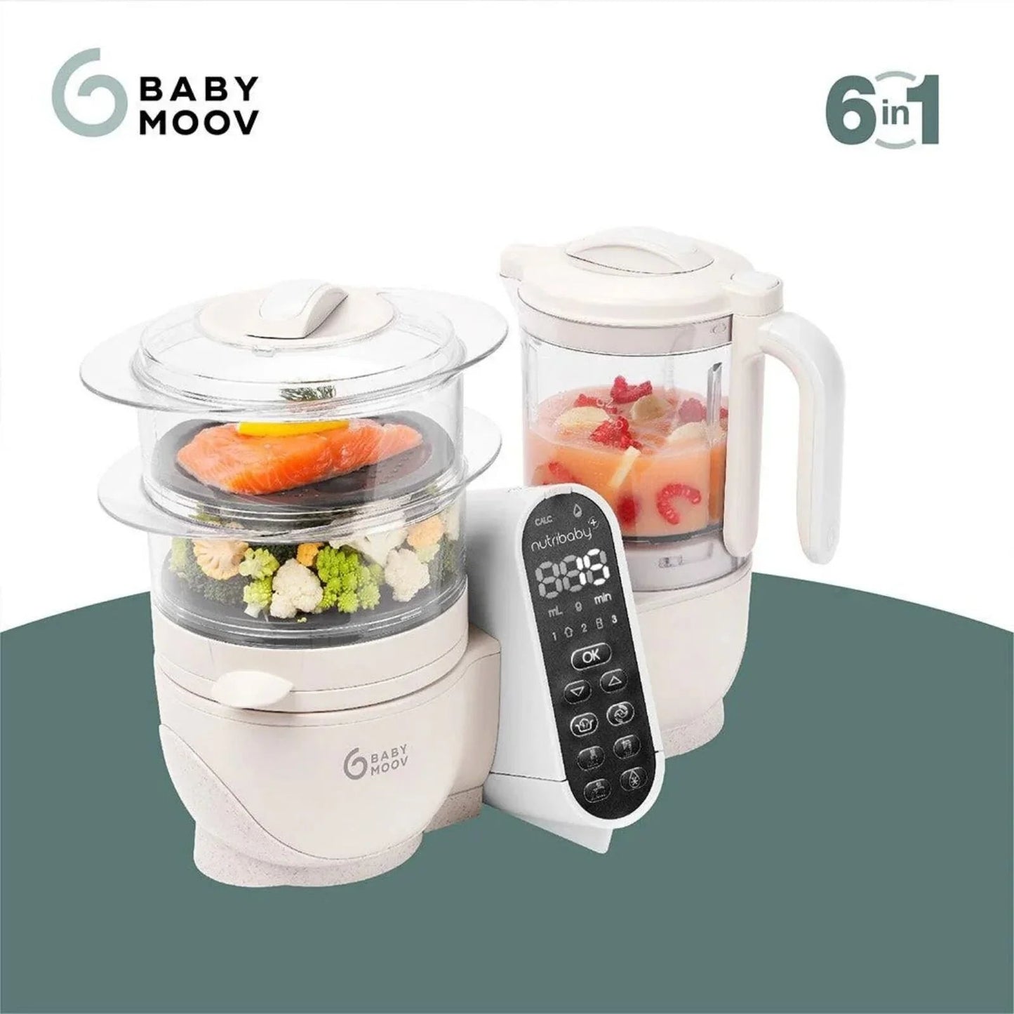 Babymoov Nutribaby (+) 6 - in - 1 Baby Food Maker - Mineral - mezetto ebebek ebebek