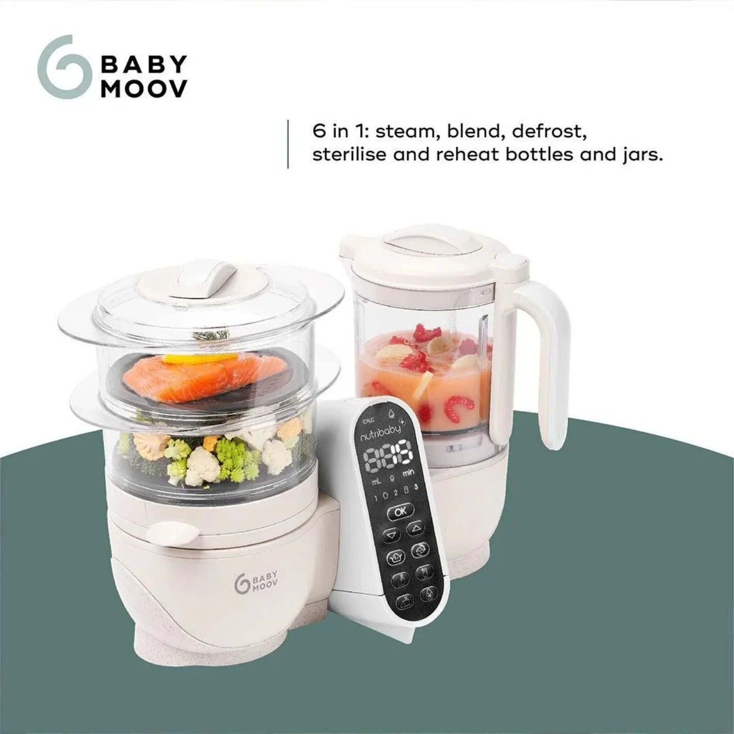 Babymoov Nutribaby (+) 6 - in - 1 Baby Food Maker - Mineral - mezetto ebebek ebebek