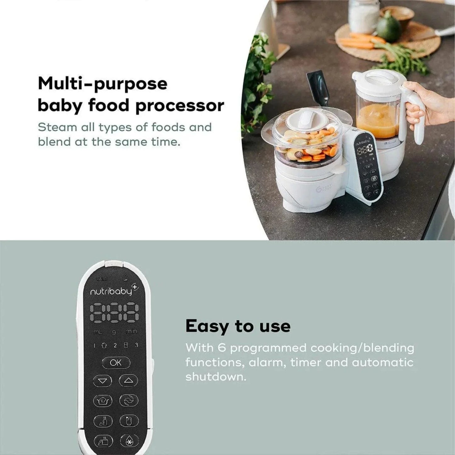 Babymoov Nutribaby (+) 6 - in - 1 Baby Food Maker - Mineral - mezetto ebebek ebebek