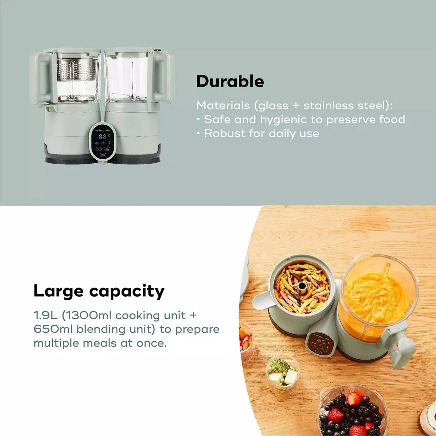 Babymoov Nutribaby Glass 4 - in - 1 Baby Food Maker - mezetto ebebek ebebek