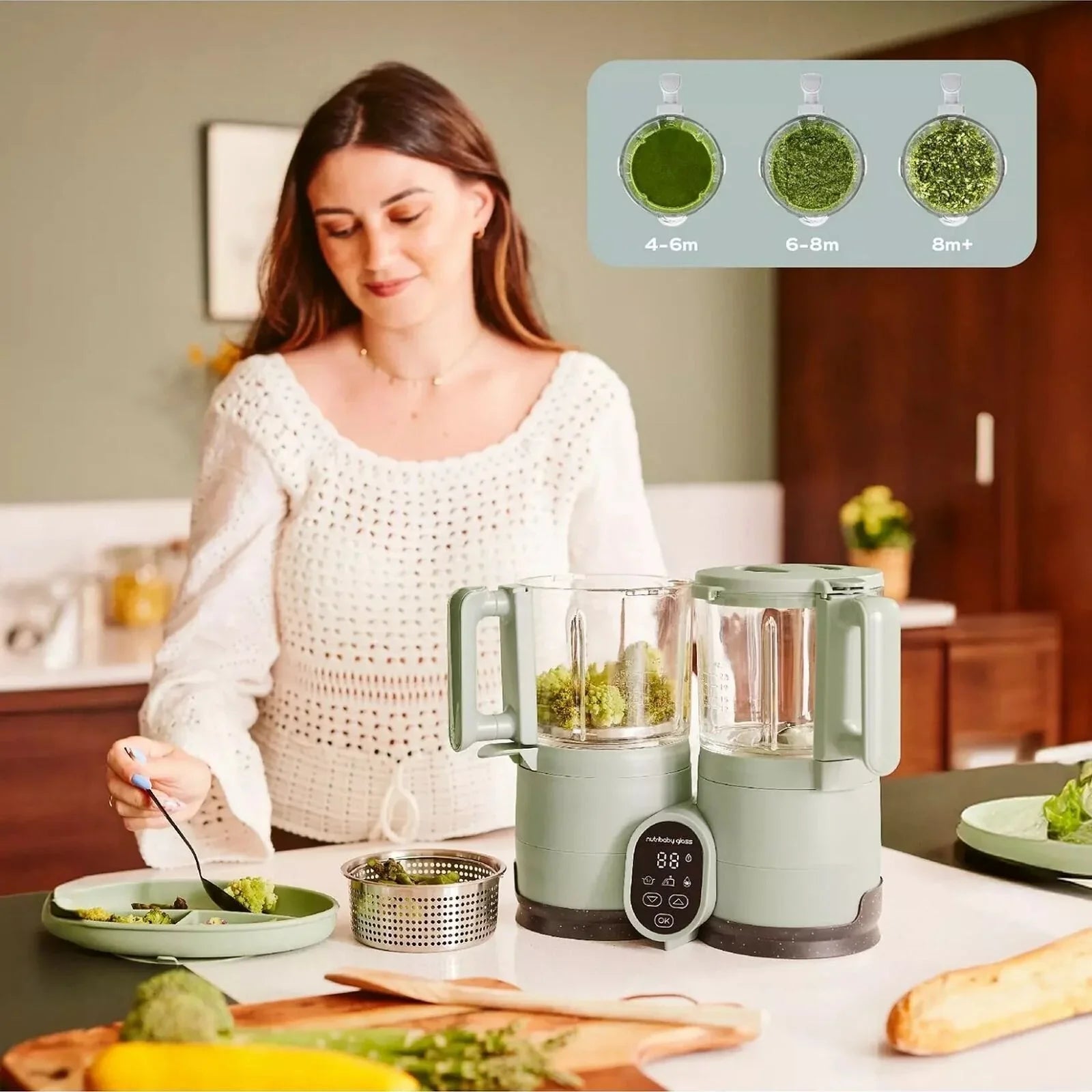 Babymoov Nutribaby Glass 4 - in - 1 Baby Food Maker - mezetto ebebek ebebek