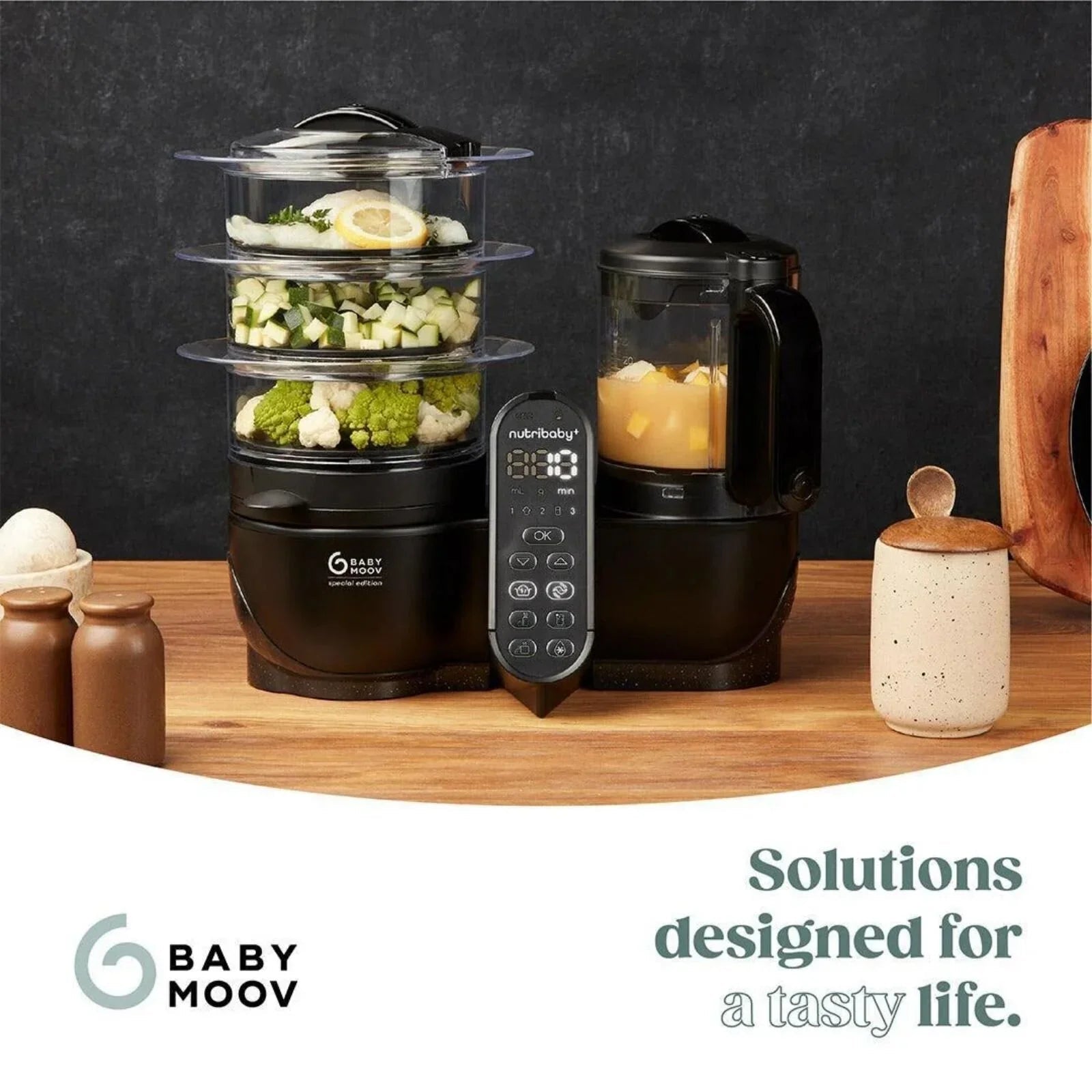 Babymoov Nutribaby (+) XL 6 - in - 1 Baby Food Maker - Black Edition - mezetto ebebek ebebek