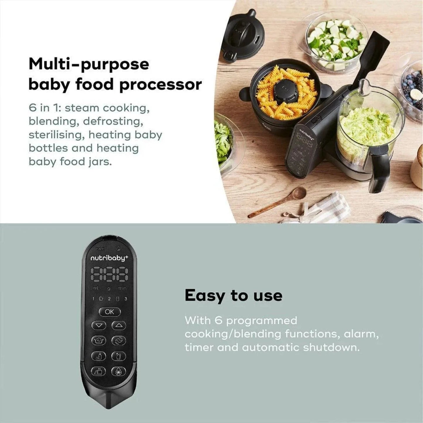Babymoov Nutribaby (+) XL 6 - in - 1 Baby Food Maker - Black Edition - mezetto ebebek ebebek