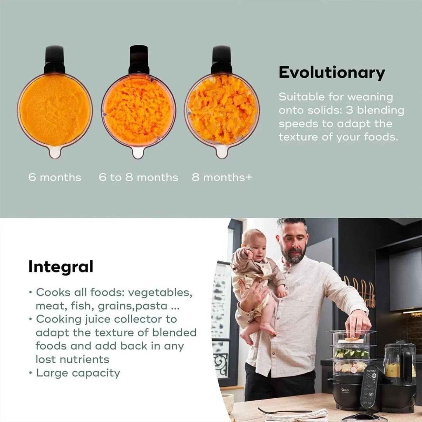Babymoov Nutribaby (+) XL 6 - in - 1 Baby Food Maker - Black Edition - mezetto ebebek ebebek