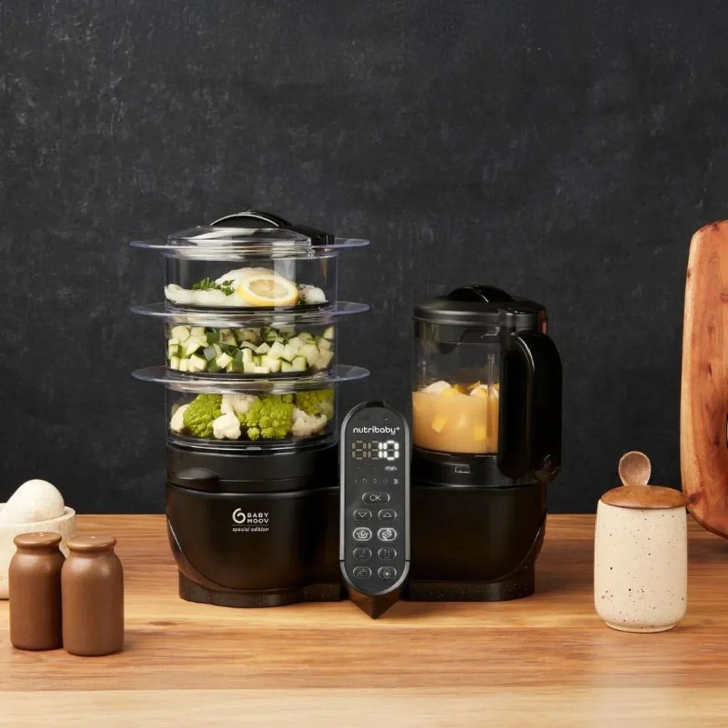 Babymoov Nutribaby (+) XL 6 - in - 1 Baby Food Maker - Black Edition - mezetto ebebek ebebek