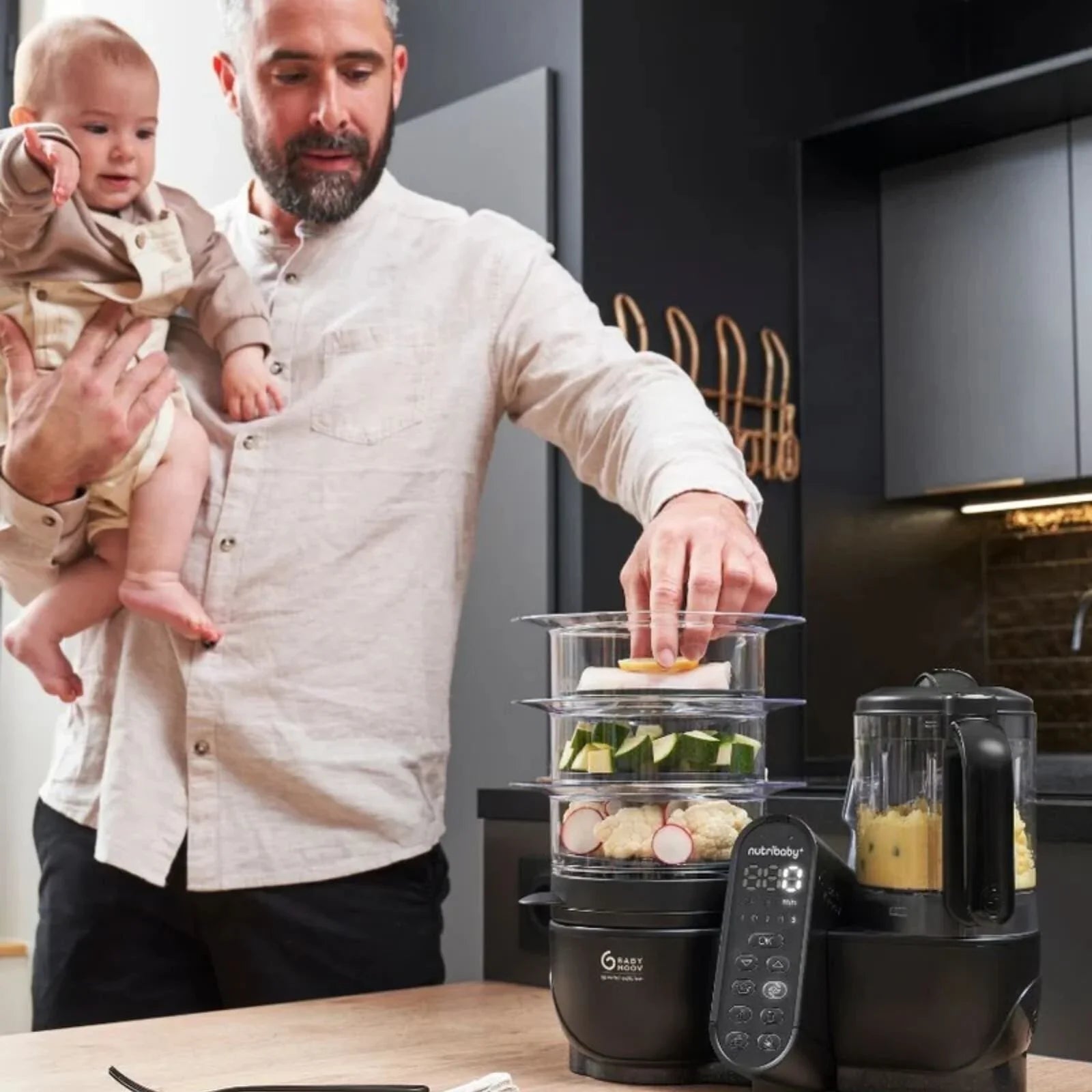 Babymoov Nutribaby (+) XL 6 - in - 1 Baby Food Maker - Black Edition - mezetto ebebek ebebek
