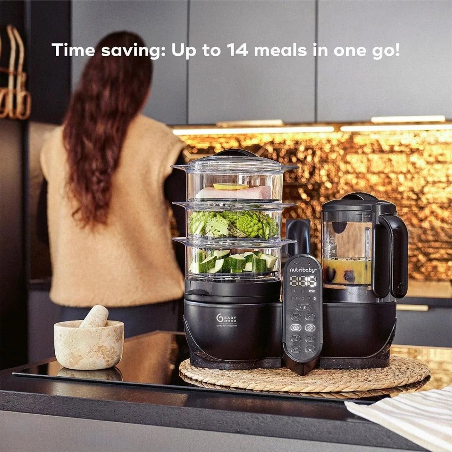 Babymoov Nutribaby (+) XL 6 - in - 1 Baby Food Maker - Black Edition - mezetto ebebek ebebek